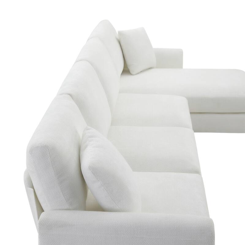 L-shaped Luxury Couch Set, Sectional Sofa with 2 Pillows, Chaise