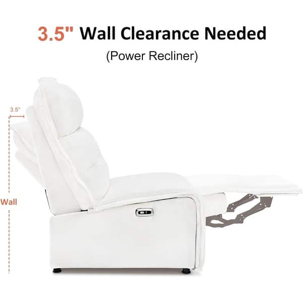 dimension image slide 5 of 10, MCombo Armless Power Recliner Chair with USB Ports, 3.5" Wall Clearance Electric Reclining Sofa Chair for Living Room, ALR01