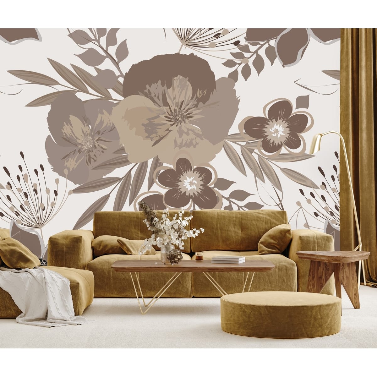 Brown Floral Wallpaper Bed Bath & Beyond 35647430