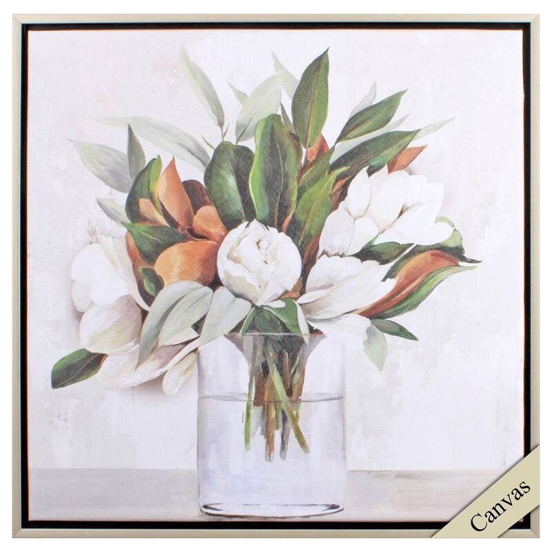 Magnolia Bouquet - Giclee on Canvas - 30 X 30 X 3 - Plastic - Silver