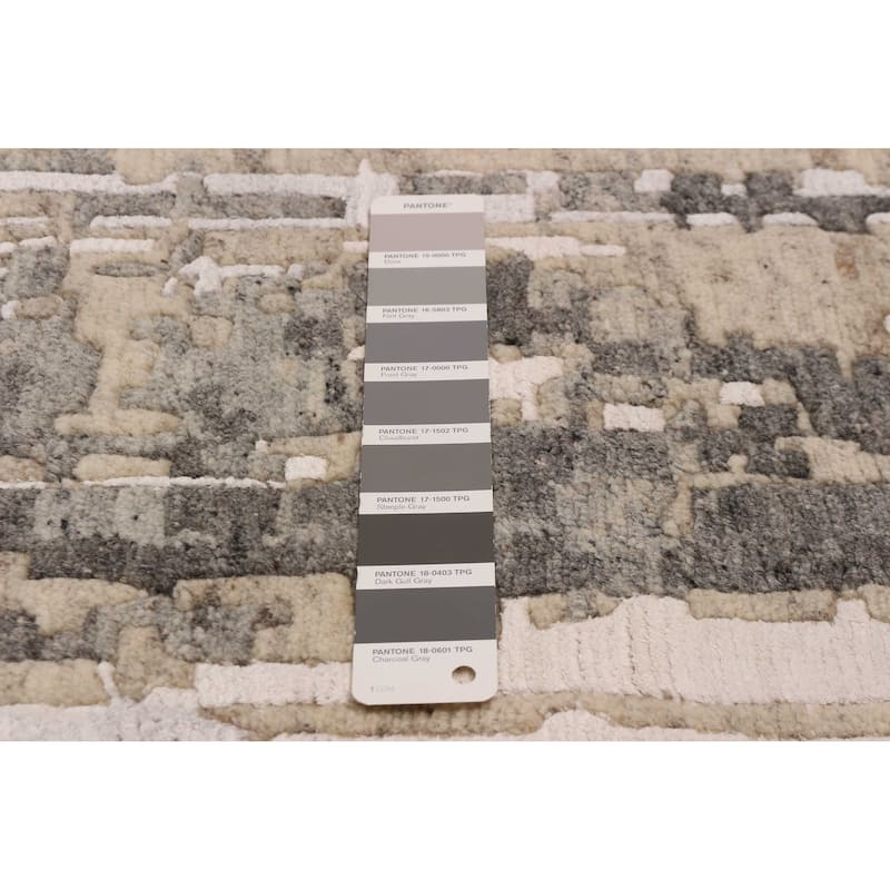 ECARPETGALLERY Hand-knotted Alma Grey Silk, Wool Rug - 7'10 x 9'9