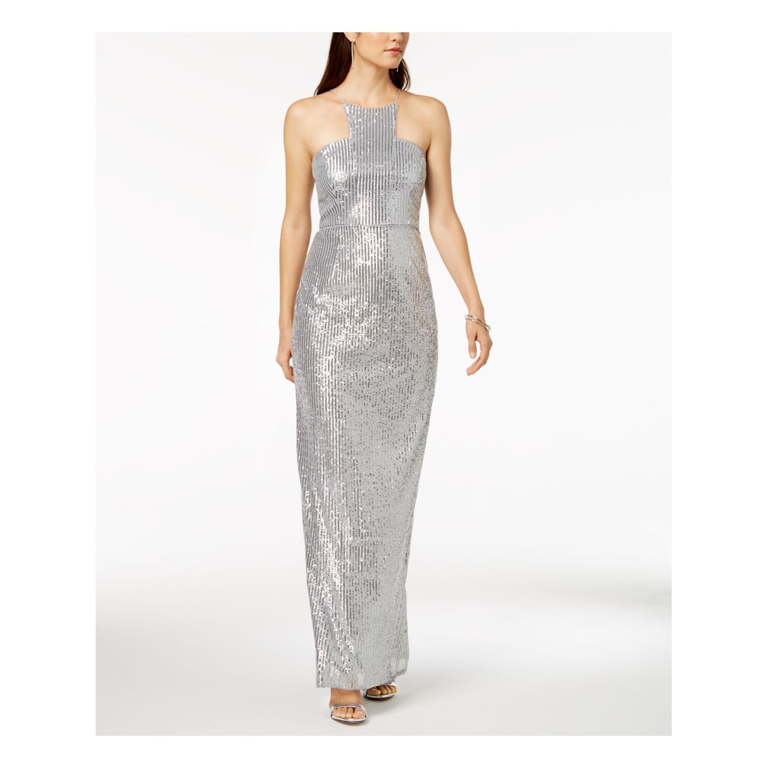 silver full length dress