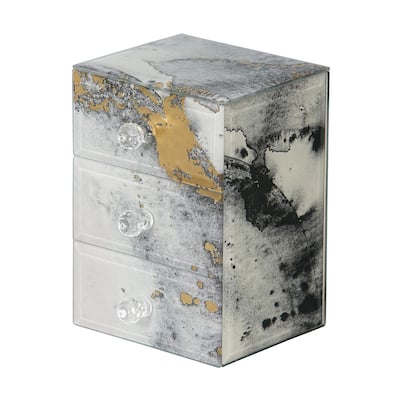 Mele and Co Maura Marbled Glass Jewelry Box with Gold Accents