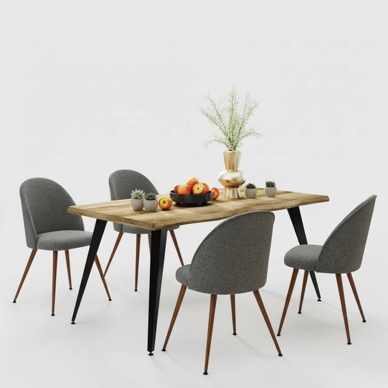 Homy Casa 5-Piece Dining Set with Modern Table and Upholstered Side Chairs