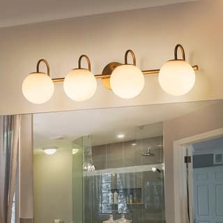 3/4-Light Dimmable Modern Bathroom Light Fixture with Frosted Glass