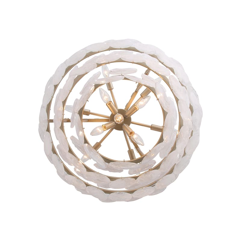 Yep by Golden Lighting Cascada 11-light Pendant in Aegean Silver and Cirrus Cloud Glass - Black