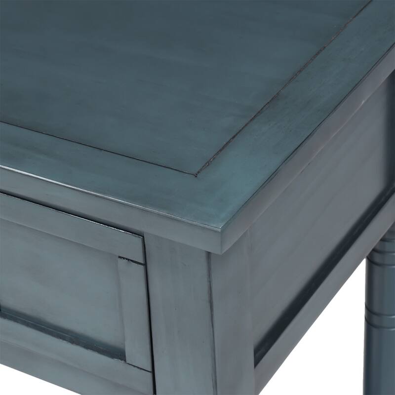 Daisy Series Farmhouse Console Table Solid Wood 2 Drawers Bottom Shelf Entryway