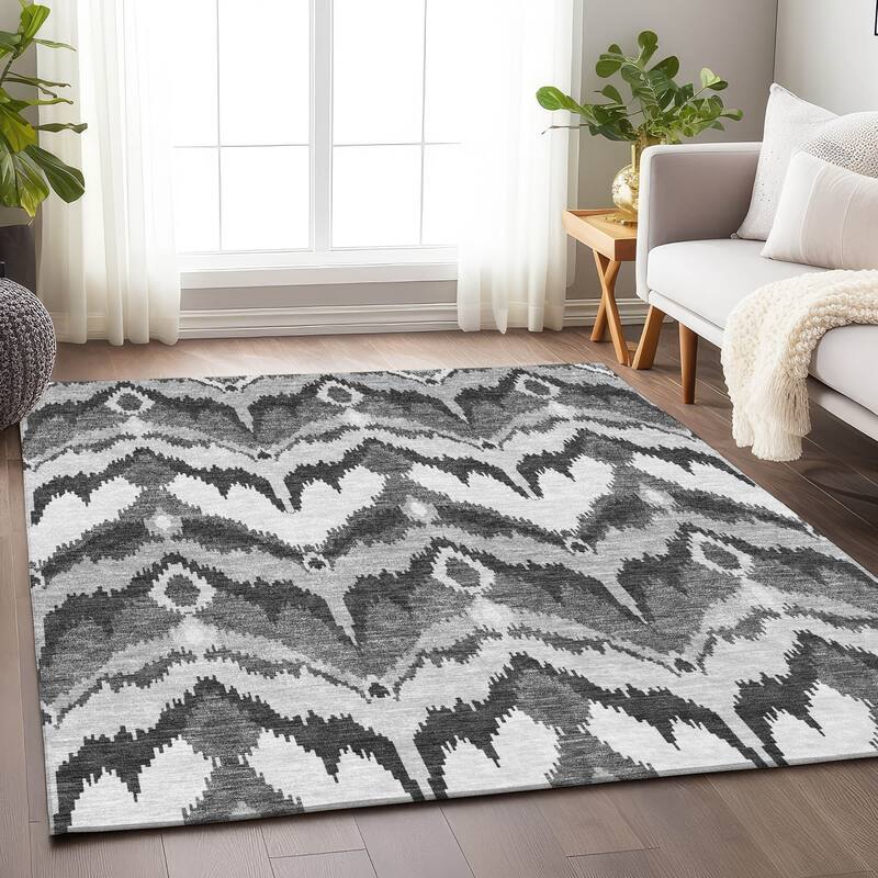 Premium Washable Super Soft Modern Ikat Mayfield Rug - Gray - 8' x 10' - Rectangle