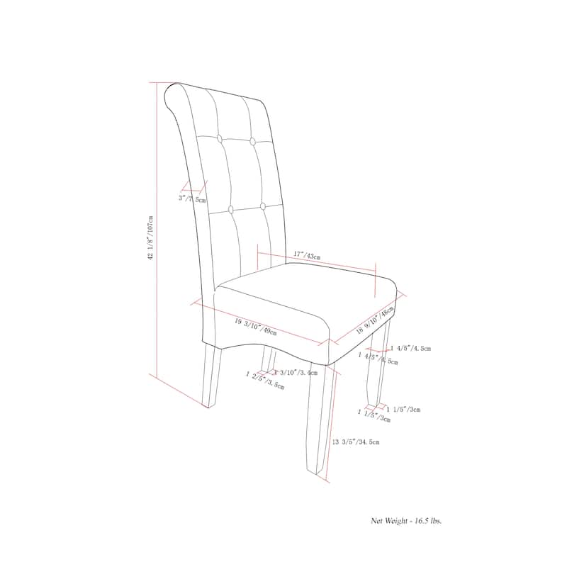 WYNDENHALL Essex Deluxe Tufted Parson Chair (Set of 2) - 18.9"w x 19.3"d x 42.1"h