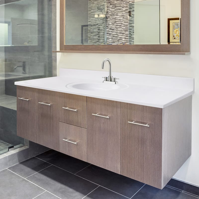 Design House Cultured Marble Vanity Top 61-Inch Single Bowl Sink