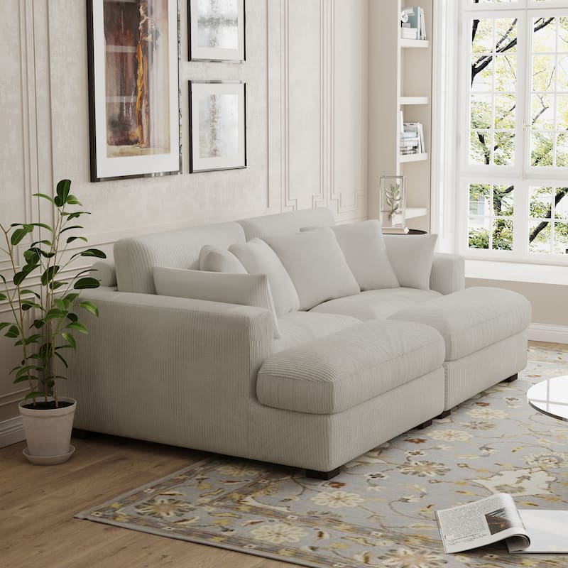 Modern Corduroy Modular Sectional Sofa Chaise Couch Bed