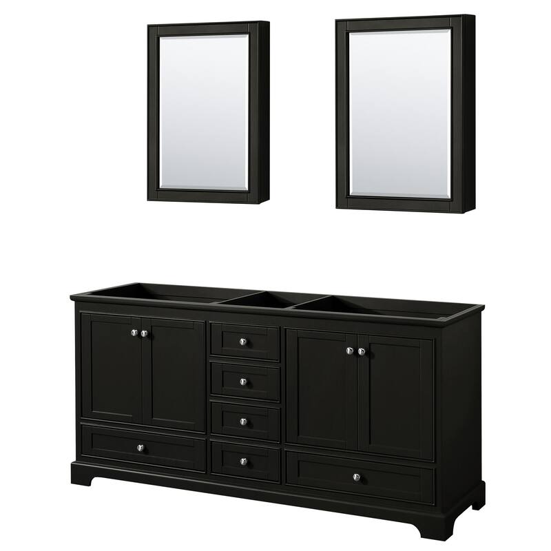 Wyndham Collection Deborah 71" Free Standing Double Wood Vanity - Dark Espresso / Polished Chrome Hardware