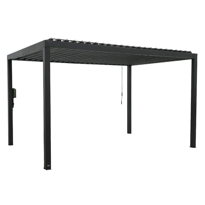 Backyard Discovery Sarasota 14'x10' Galvanized Steel Louvered Pergola - Black - 13'11" x 9'9"