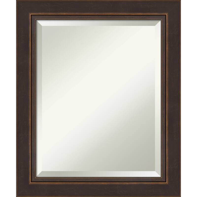 Beveled Wood Bathroom Wall Mirror - Lara Bronze Frame - Lara Bronze