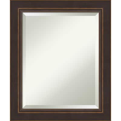 Beveled Wood Bathroom Wall Mirror - Lara Bronze Frame - Lara Bronze