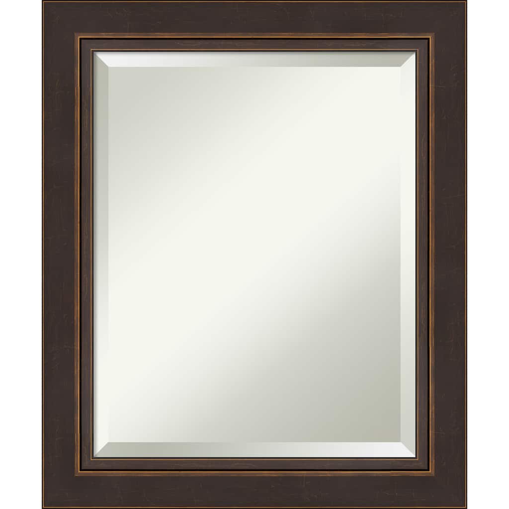 Beveled Wood Bathroom Wall Mirror - Lara Bronze Frame - Lara Bronze
