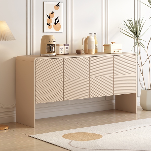 Minimalist Style Sideboard with 4 Doors and Rebound Device