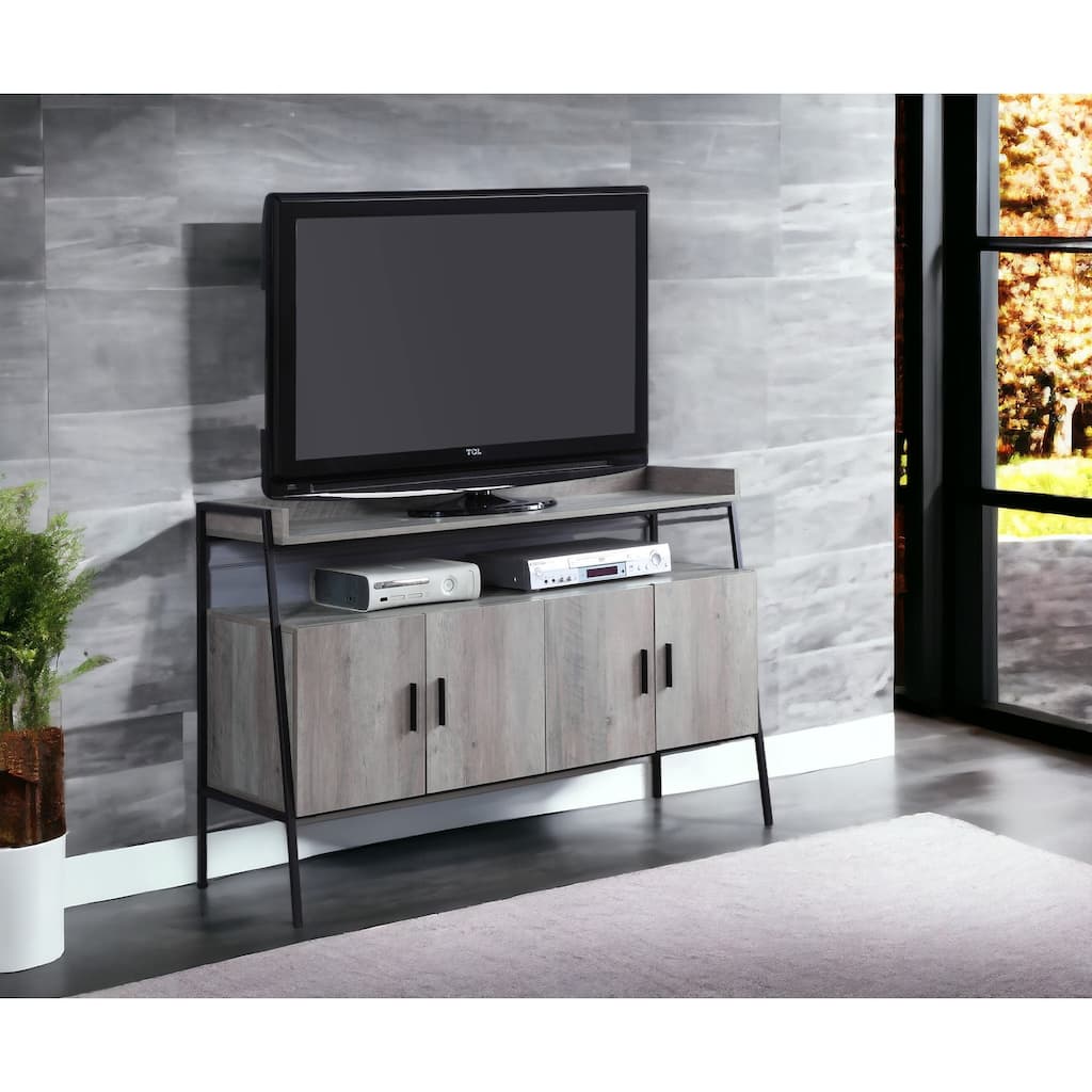 Samiya Gray Oak & Black Finish TV Stand