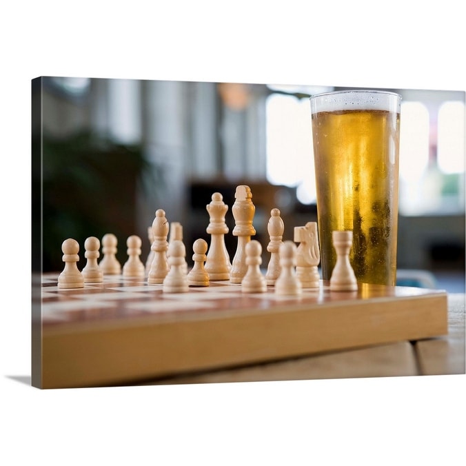 Shop Glass Of Beer On Chess Board Canvas Wall Art On Sale Free Shipping Today Overstock 16377954