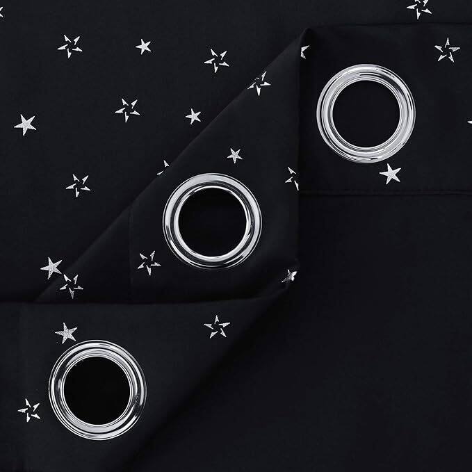 Silver Star Room Darkening Grommet Curtains 2 Panels
