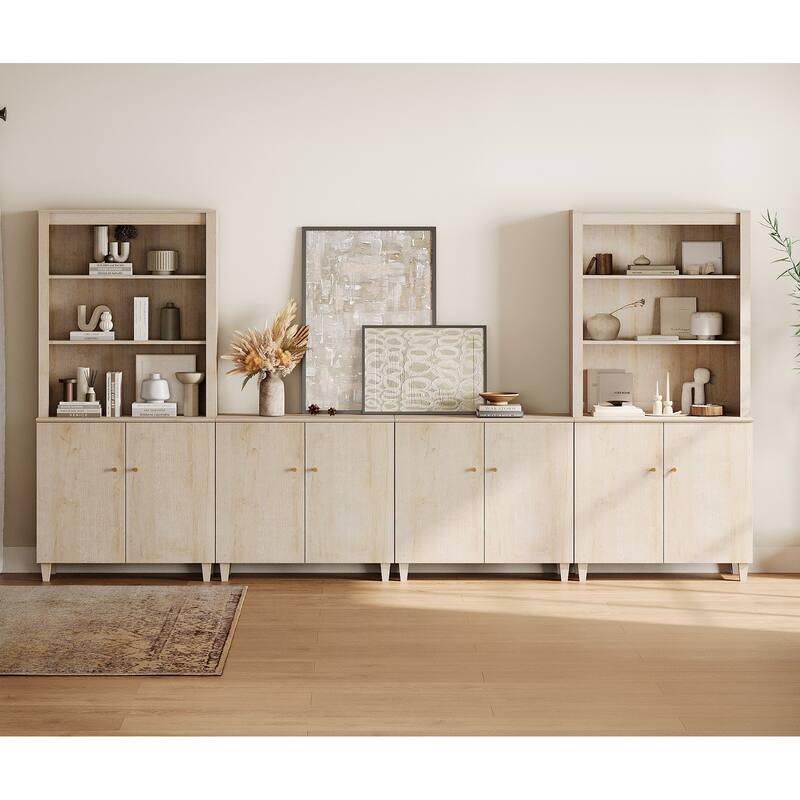 WAMPAT Modern Entertainment Center with Bookshelves for 75" TVs