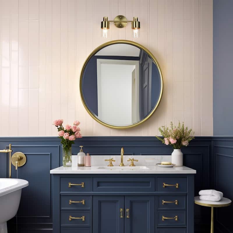 Modern 2/3-Light Dimmable Gold Bathroom Vanity Light Cylinder Glass Wall Sconces