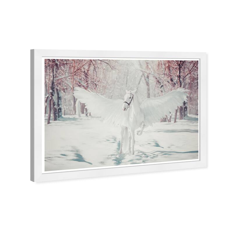 Wynwood Studio Prints Fantasy and Sci-Fi Winged Beautiful Horse White and Modern & Contemporary Wall Art Canvas Print