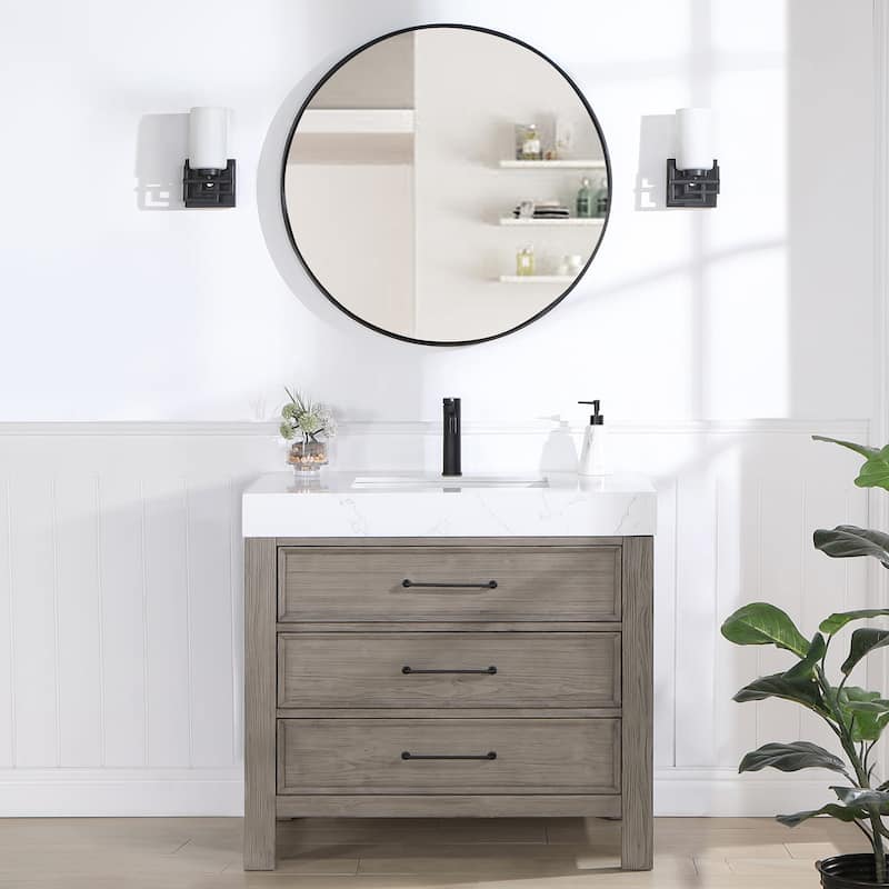 Leon 36 in. Single Bathroom Vanity with Composite Stone Top