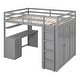 preview thumbnail 6 of 12, Full size Loft Bed with Drawers, Desk and Wardrobe, Space-saving, Grey