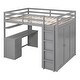 preview thumbnail 5 of 7, Grey Full SizeMulti-Functional / Loft Bed with Drawers, Desk, and Wardrobe