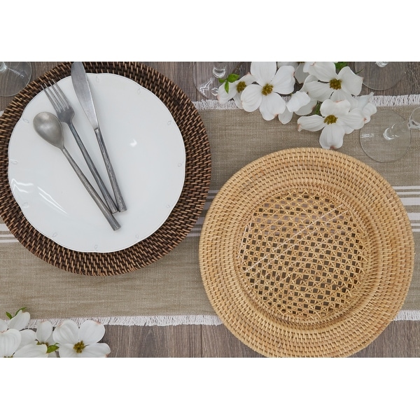 Charge it by Jay Harvest Round Rattan Charger Plate Set of 4 
