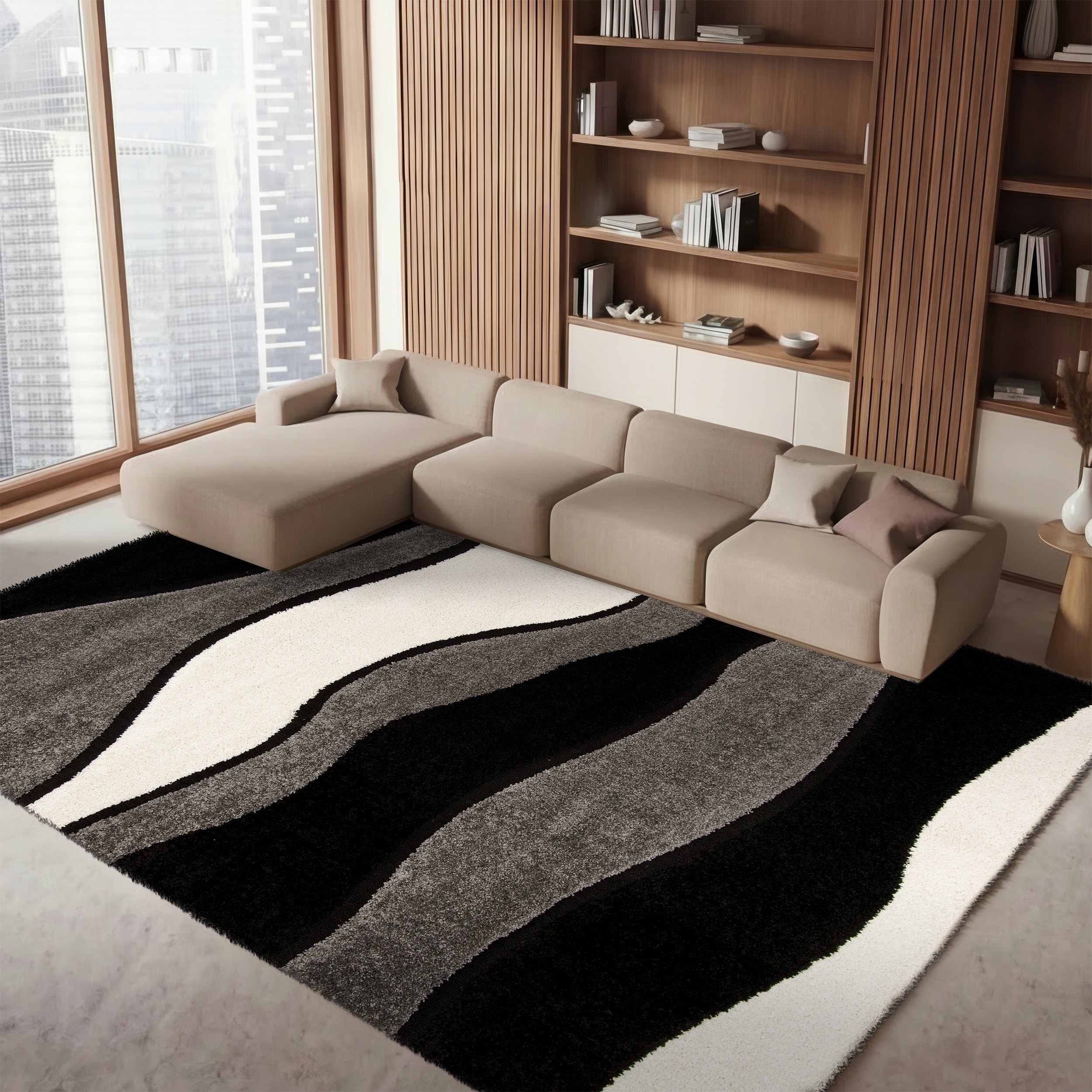 SAFAVIEH Florida Shag Melahat Abstract Wave 1.2-inch Thick Rug