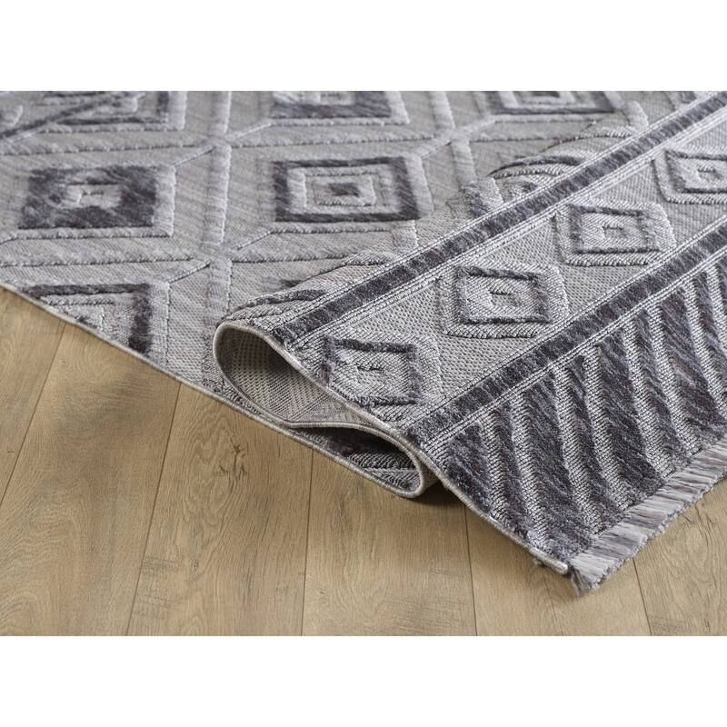 Milos Collection Diamond Pattern Space-dyed Polyester Rug