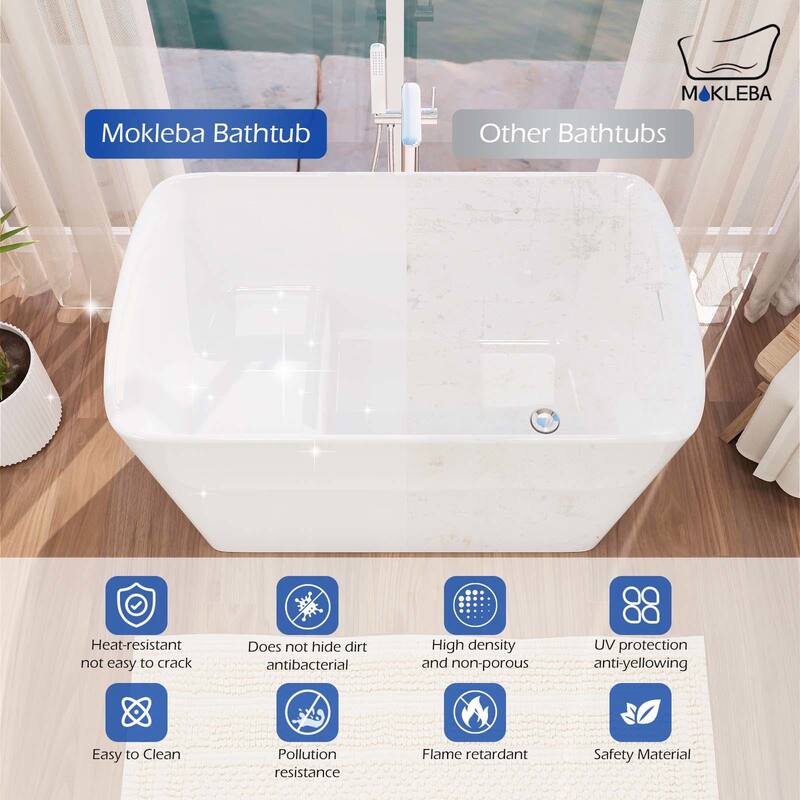 47 in. Acrylic Freestanding Flatbottom Japanese Soaking Bathtub Not-Whirlpool SPA Tub with Pedestal
