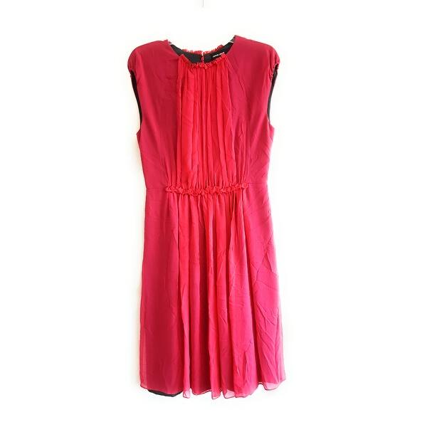 Shop Giorgio Armani Silky Flow Dress Hot Pink 42 On Sale