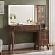 preview thumbnail 7 of 35, Modern Makeup Vanity Desk with HD Lighted Mirror, Dressing Table Dark Walnut