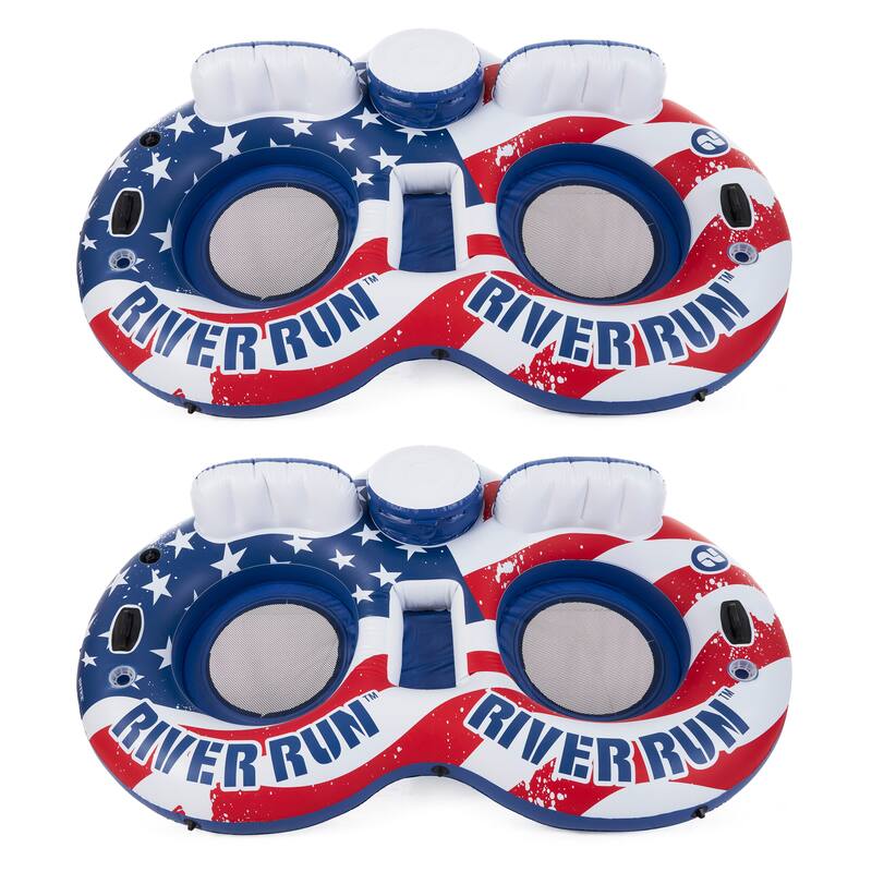 Intex 56855VM Inflatable American Flag 2 Person Pool Float with Cooler (2 Pack) - 7