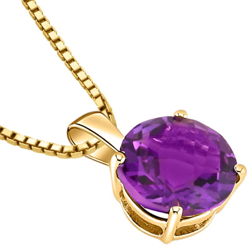 14k Yellow Gold Round Cut 1.75 cts Amethyst Pendant