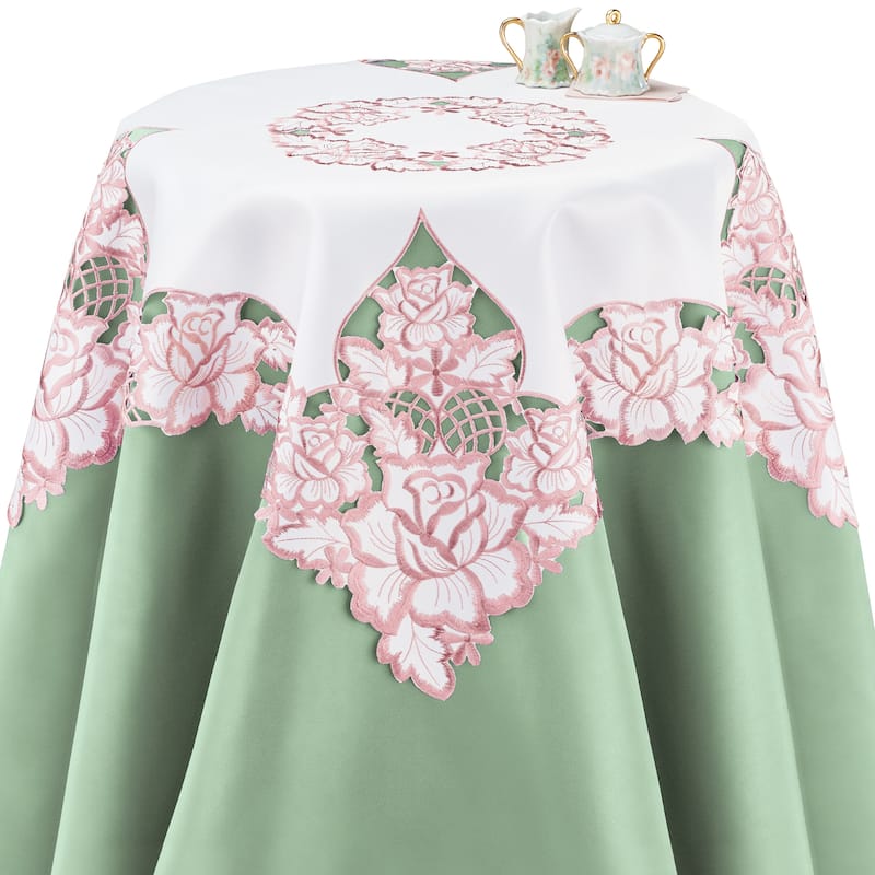 Lattice Embroidered Rose Elegant Table Linens