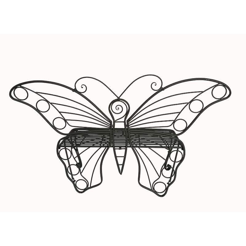 60" Black Antique Style Rectangular Butterfly Bench