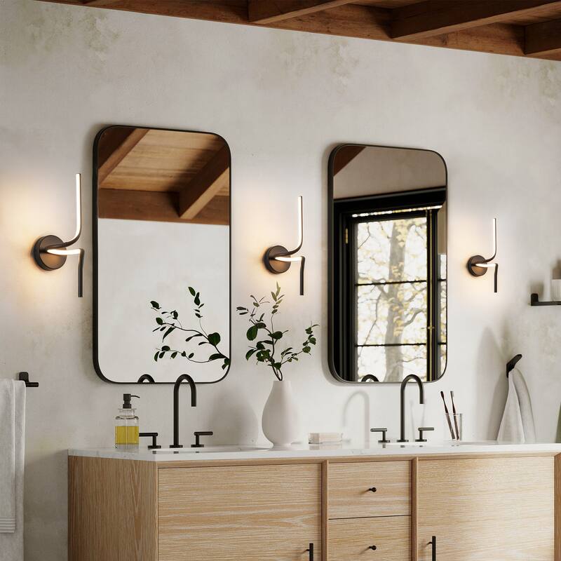 1-Light Modern Black/Gold Linear Aluminum Intergrated LED Bathroom Vanity Light