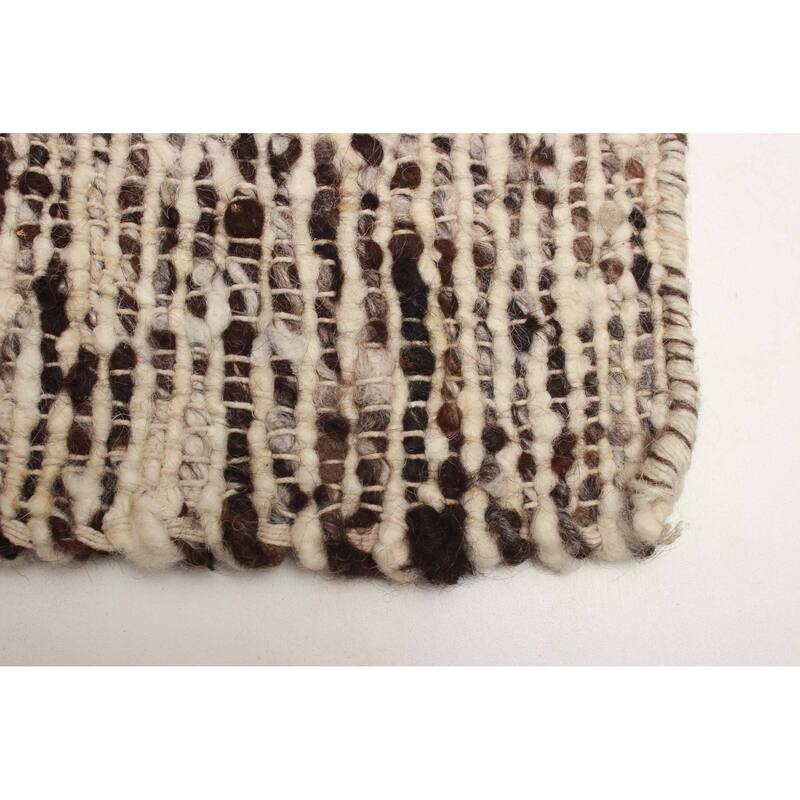 ECARPETGALLERY Braid weave Sienna Brown Wool Rug - 5'1 x 8'1