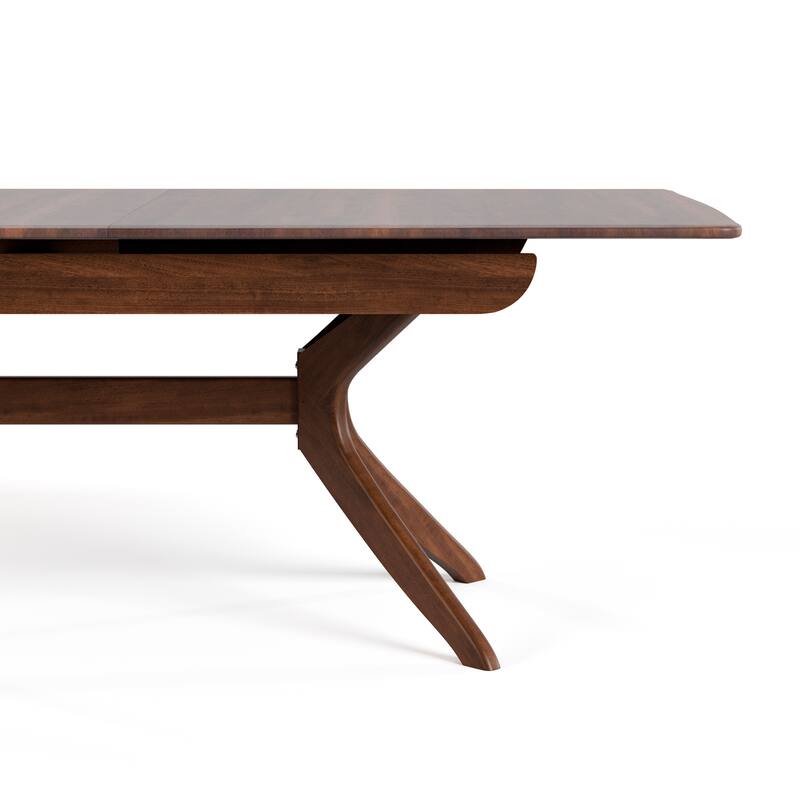 Furniture of America Abigail IV Mid-Century Modern 5-Piece Rich Walnut Solid Wood Extendable Dining Set with Self-Storing Leaf