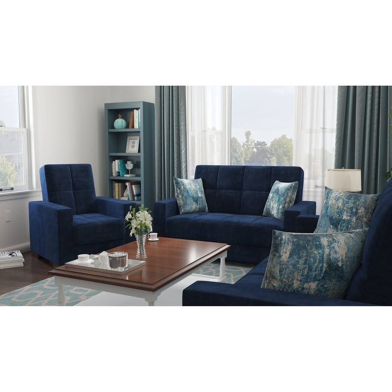 Collection Upholstered Convertible Loveseat With Storage