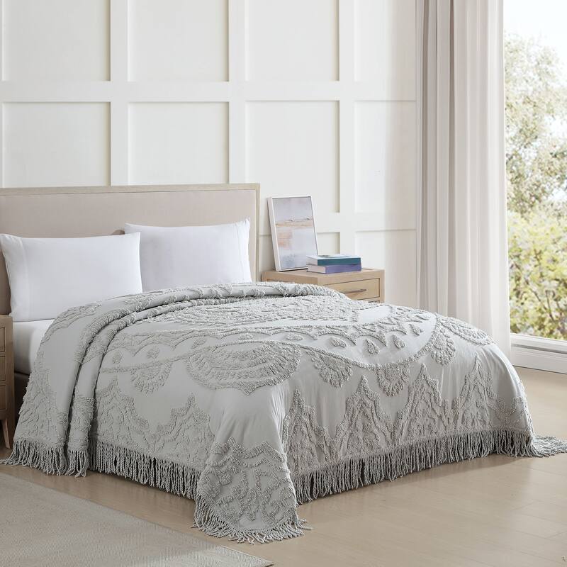 Lotus Chenille Collection - Gray - Queen