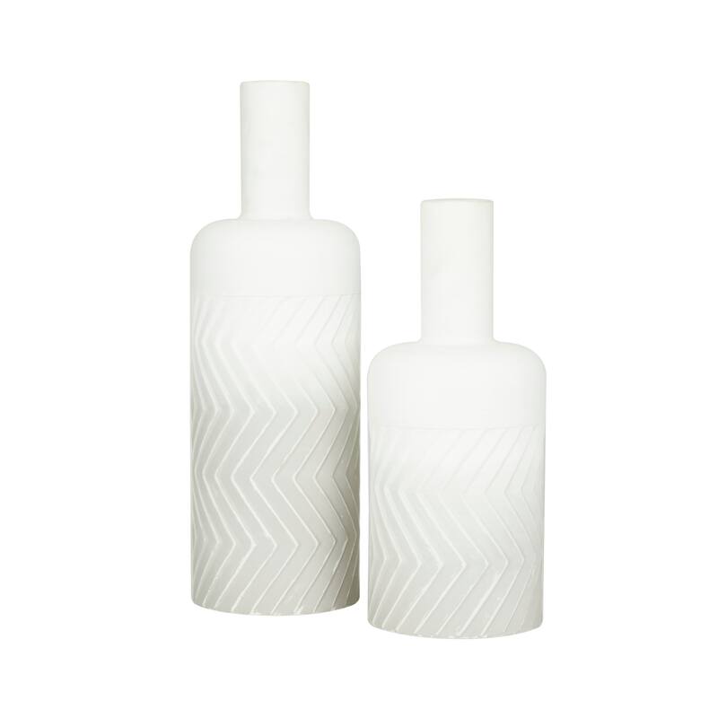 White Metal Decorative Vase (Set of 2)
