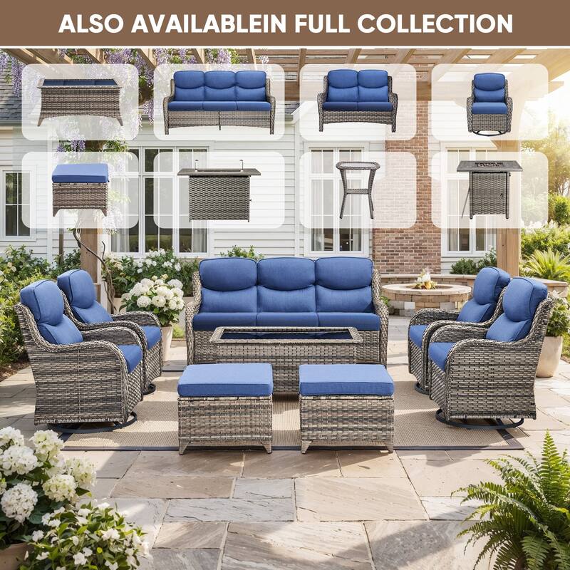 Pocassy Outdoor Patio Loveseat All-Weather Wicker Loveseat with Cushions
