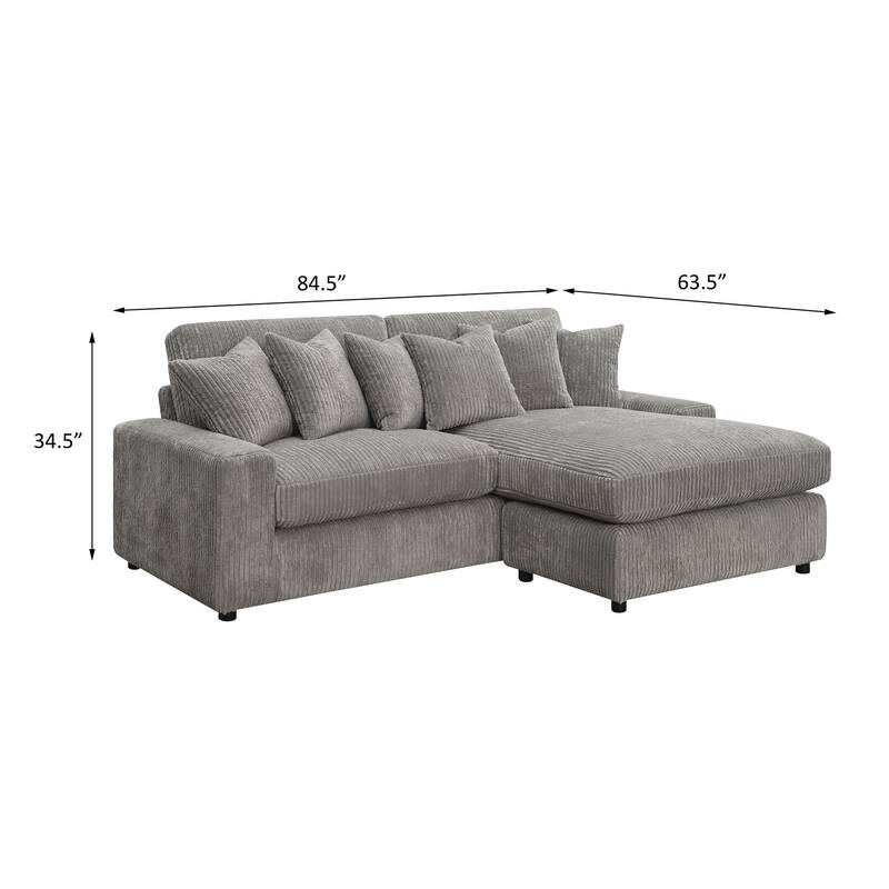 Indica Tavia Grey Sectional Sofa with 6-Pillow