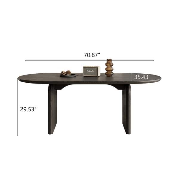 71" Modern Oval Dining Table, Solid Wood Kitchen Table for 6 people ...