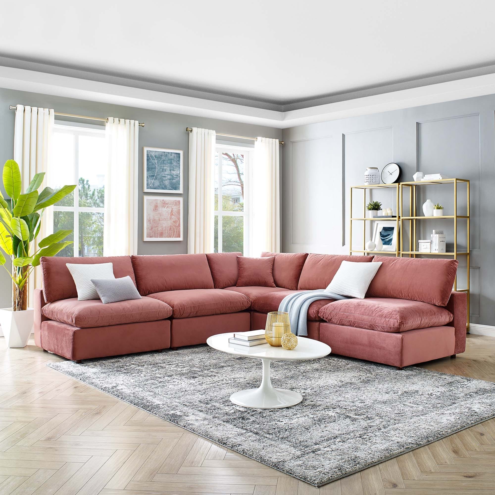 Overstuffed l outlet shaped sectional